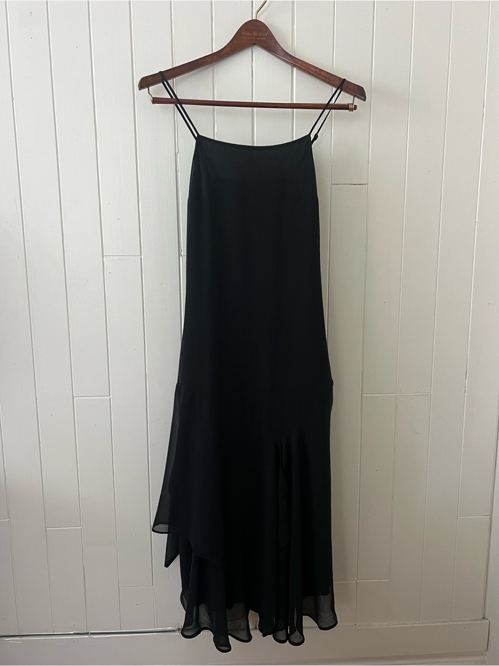 Black Asymmetric Slip Dress